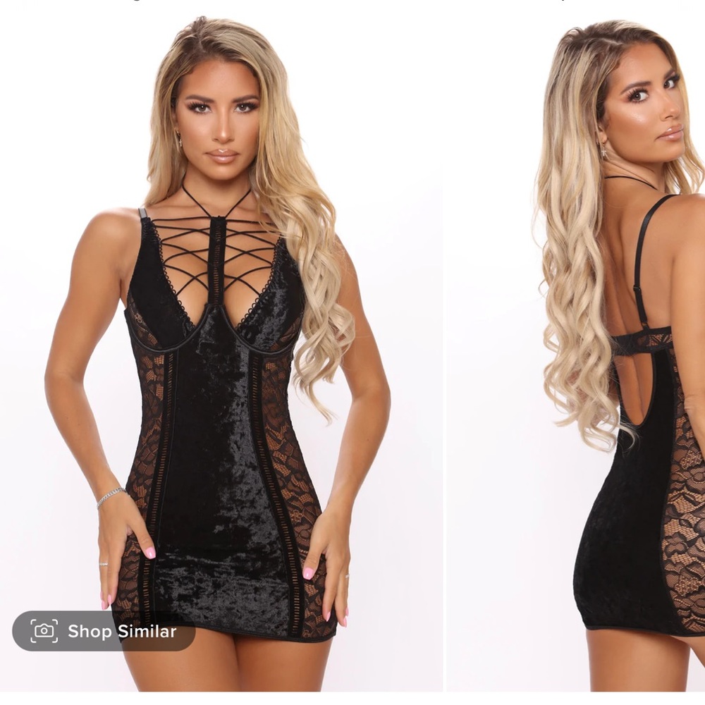 Black velvet lace chemise